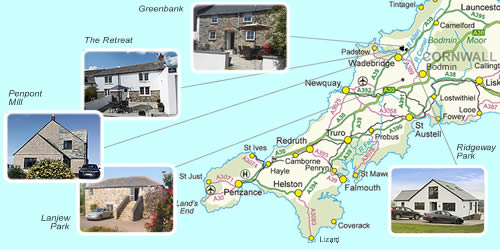 Location of our cottages in North Cornwall